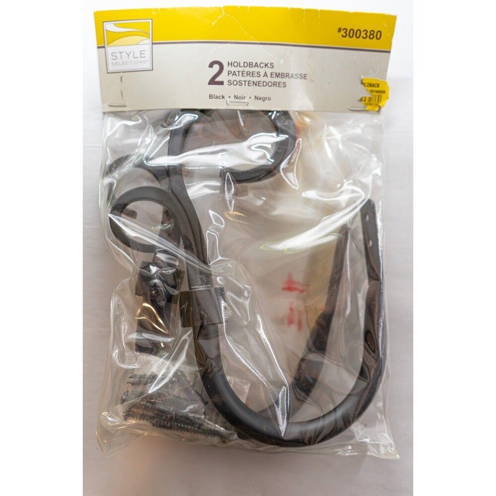 Style Selections #300380 Black Curtain Holdbacks NIB Victorian Window Hardware